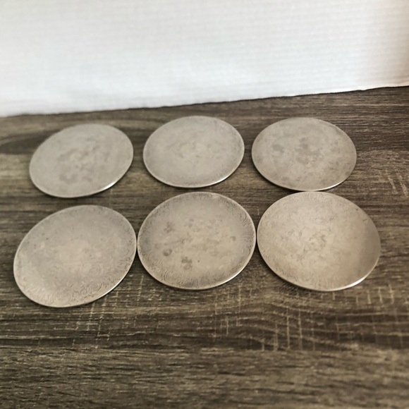 Vtg Elegant Silver Etched Coasters - Picture 5 of 12